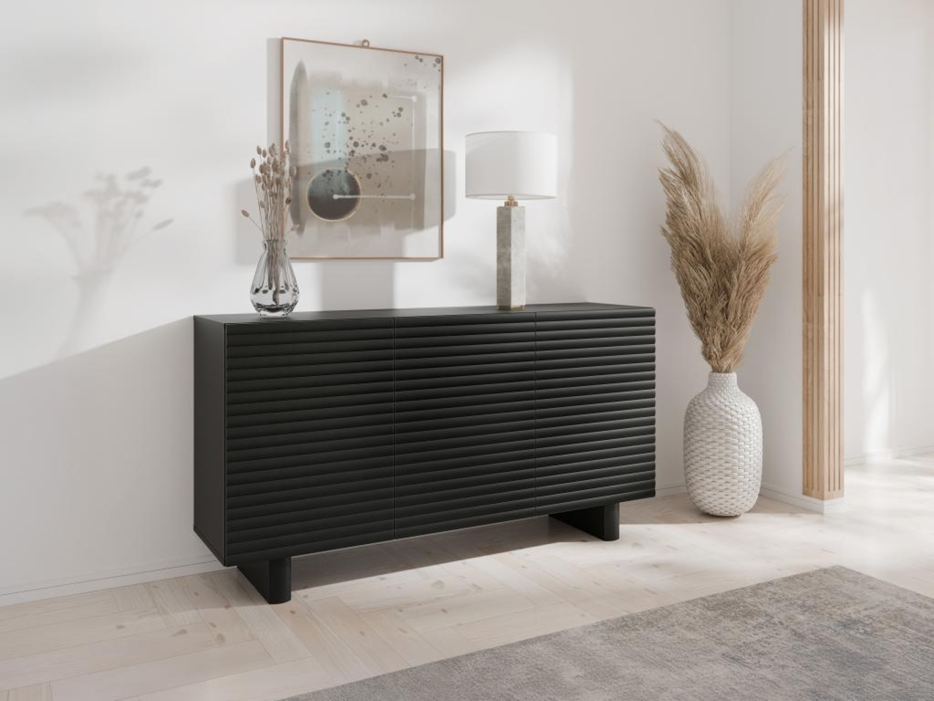 Vente-unique - Sideboard mit 3 Türen - MDF - Schwarz - LUDIMA Bild 1