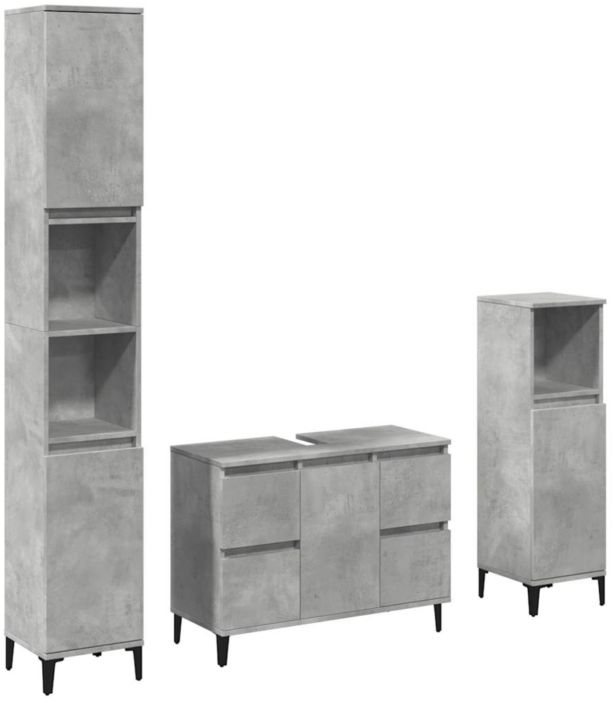 vidaXL 3-tlg. Badmöbel-Set Betongrau Holzwerkstoff 3324950 Bild 1