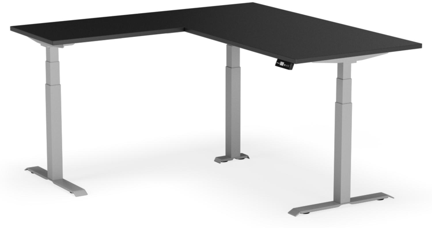 elektrisch höhenverstellbarer Schreibtisch L-SHAPE 180 x 170 x 60 - 90 cm - Gestell Grau, Platte Anthrazit Bild 1