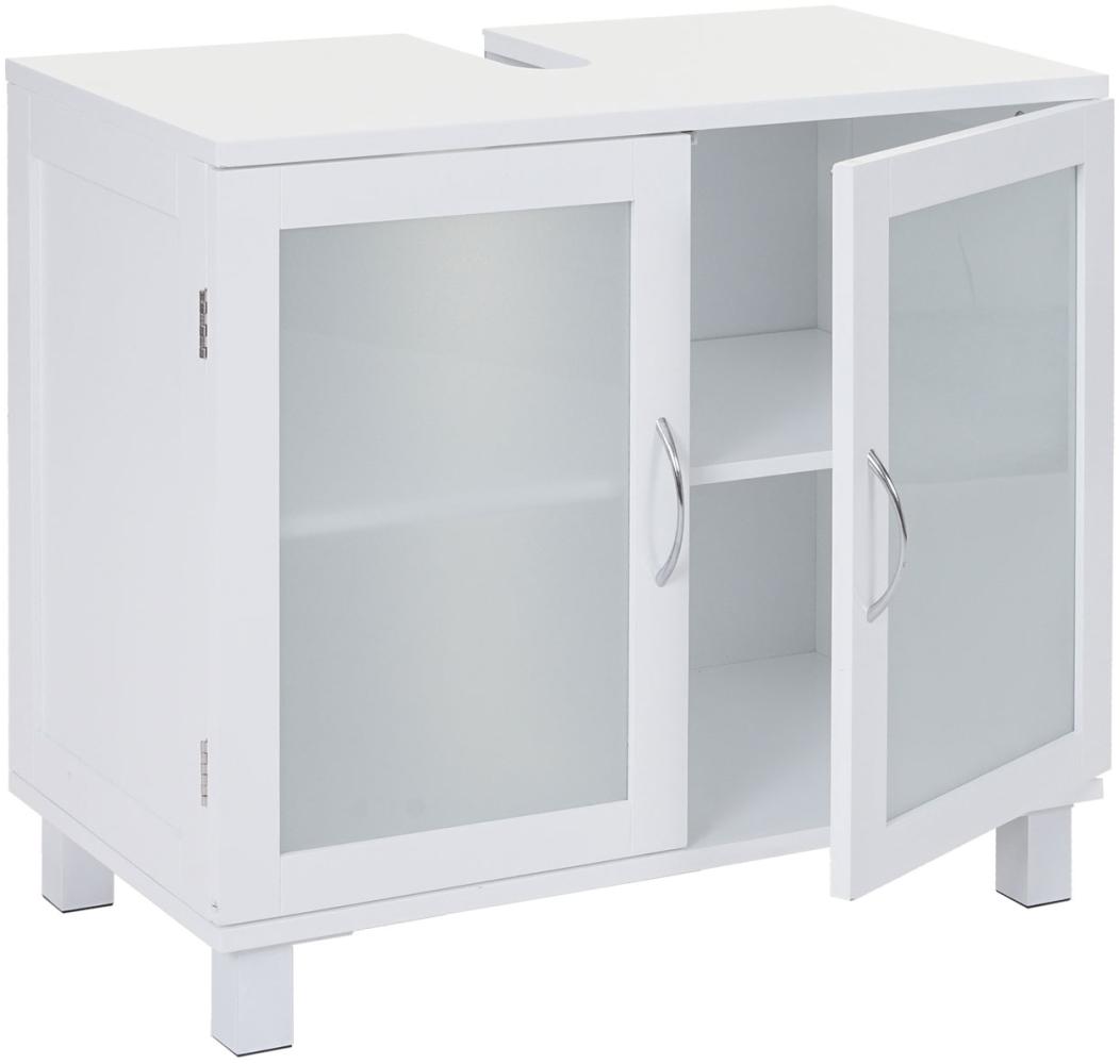 Waschbeckenunterschrank HWC-B42, Badschrank mit Staufach, 60x65x33cm weiß Bild 1