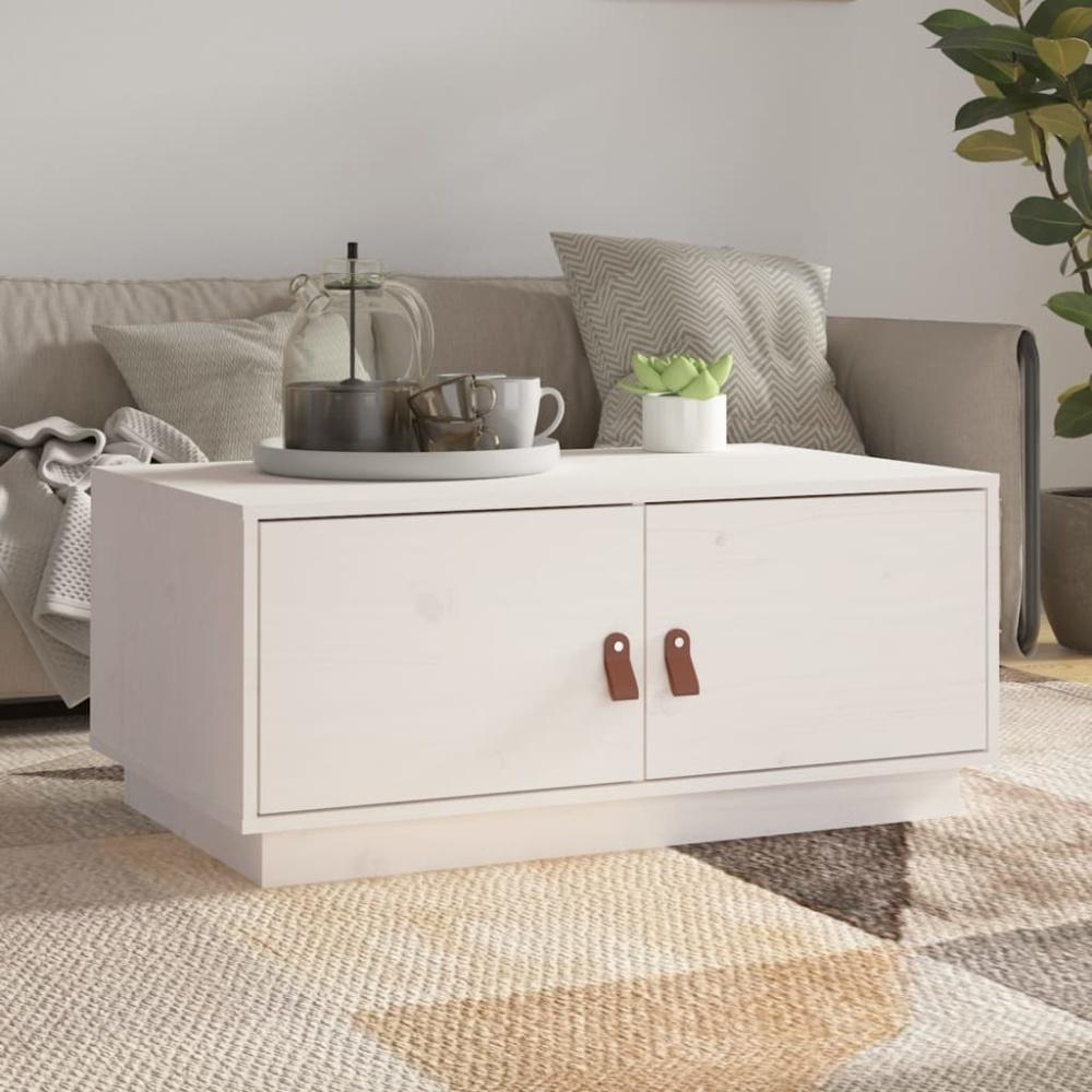 vidaXL Couchtisch Weiß 80x50x35 cm Massivholz Kiefer 818251 Bild 1