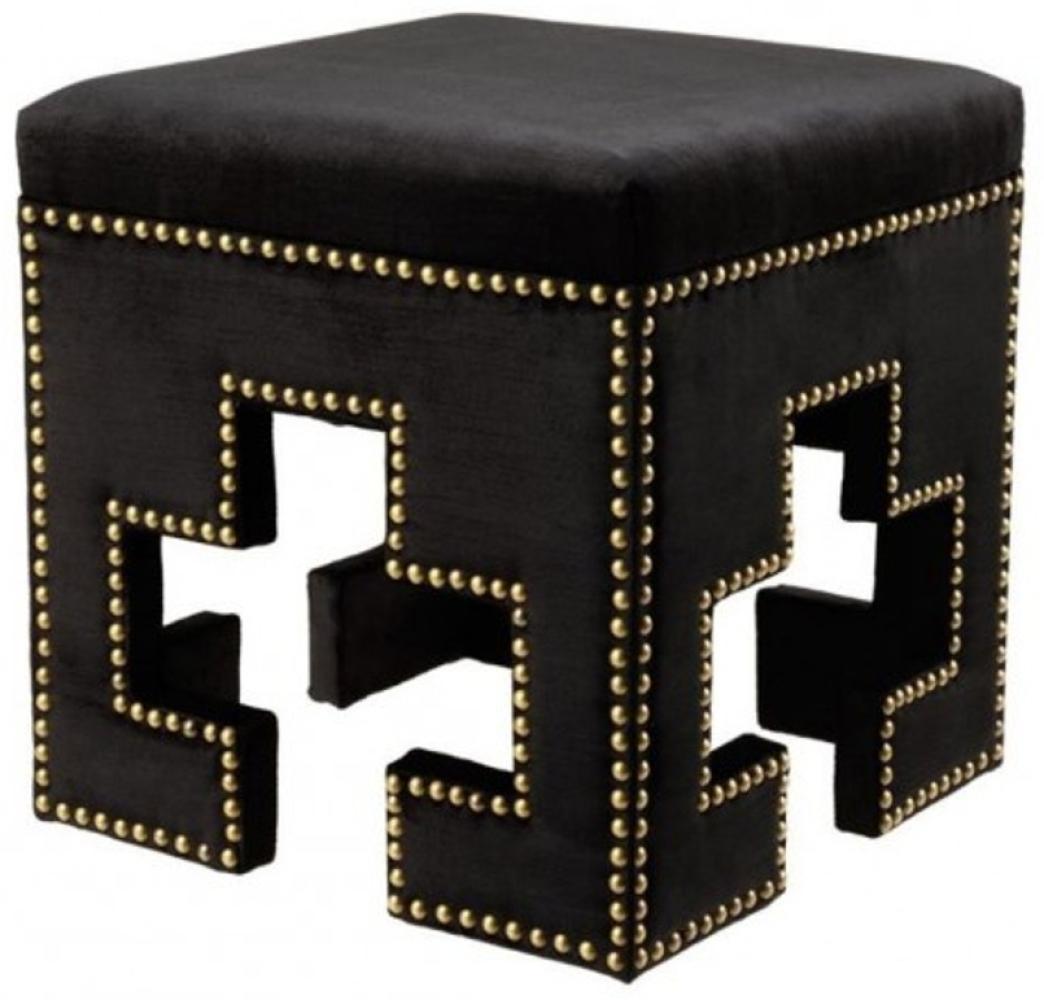 Casa Padrino Luxus Hocker Schwarz 41 x 41 x H. 45 cm - Club Hotel Hocker Bild 1