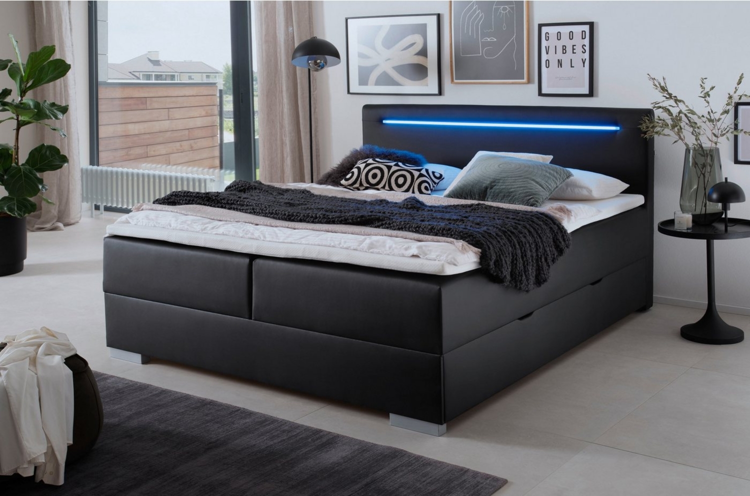 meise.möbel Boxspringbett Las Vegas 2, inkl. LED Beleuchtung im Kopfteil, mit Bettkasten und Topper Bild 1