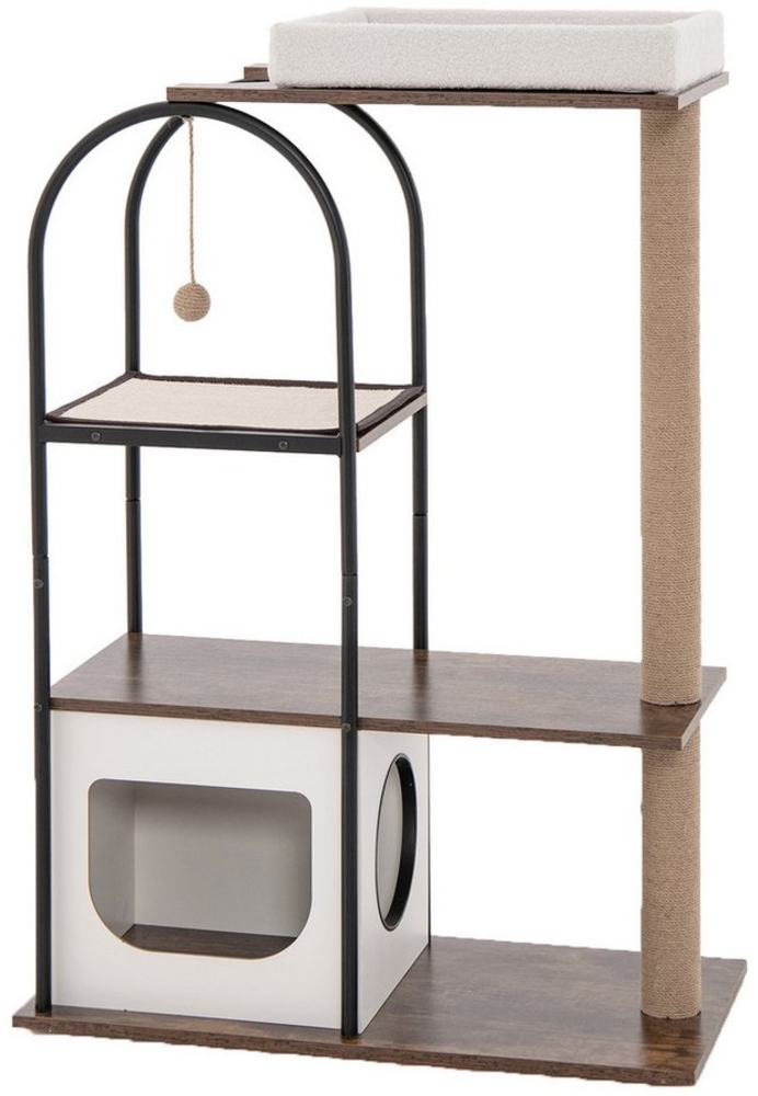 Costway Katzenbaum, MDF / Plüschstoff beige, 80 x 40 x 118 cm Bild 1