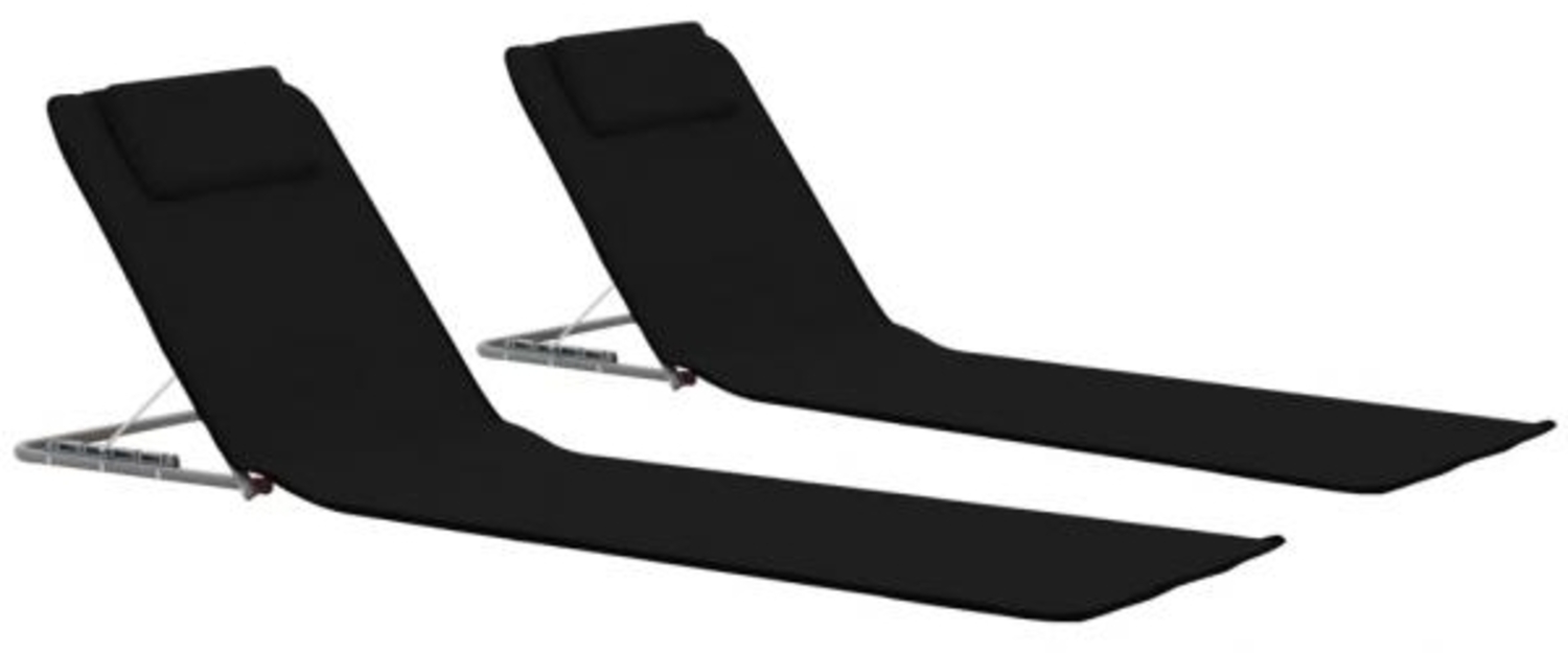 vidaXL Klappbare Strandmatte 2 Stk. Stahl und Stoff Schwarz 44328 Bild 1