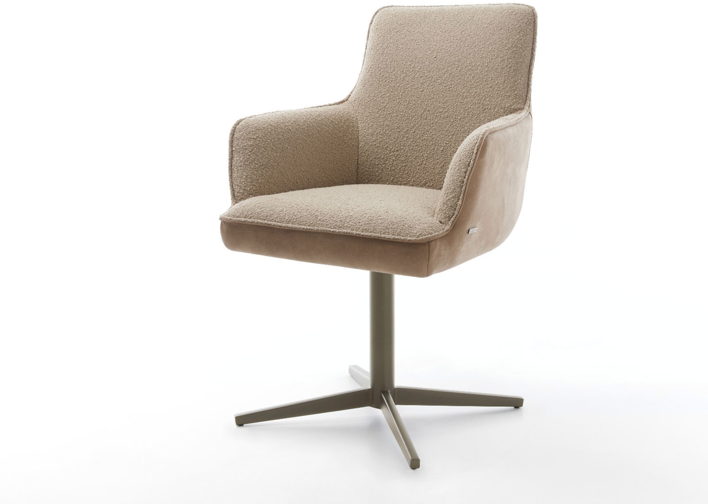 Drehstuhl Heira-Flex mit Armlehnen Materialmix Schlamm Fußkreuz Effektfinish Titan 360° drehbar Taschenfederkern Bild 1