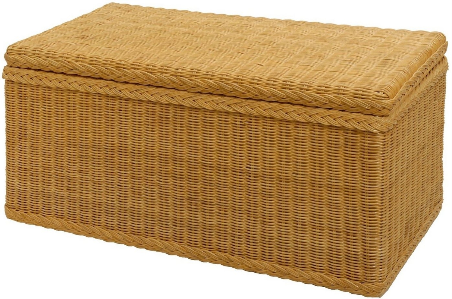 Krines Home Truhe Wäschetruhe mit Deckel Natur Rattan Truhe Aufbewahrung Rattantruhe (Wäschebox), mit herausnehmbarem Stoffinlett Truhenbank 80 x 40 x 40 cm Bild 1