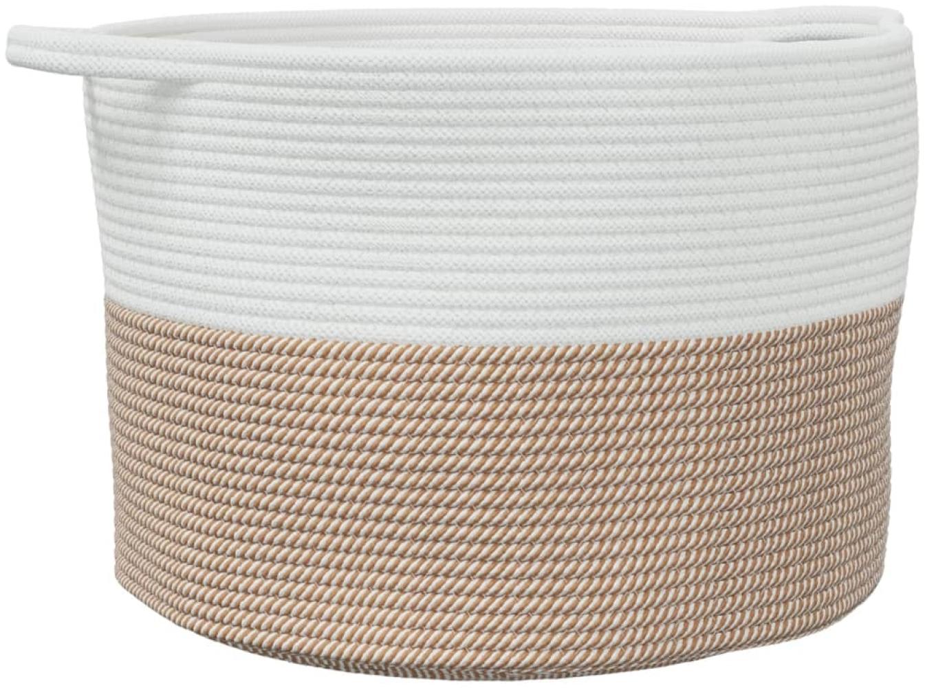 vidaXL Wäschekorb , Braun und Weiß, Ø55x36 cm Bild 1