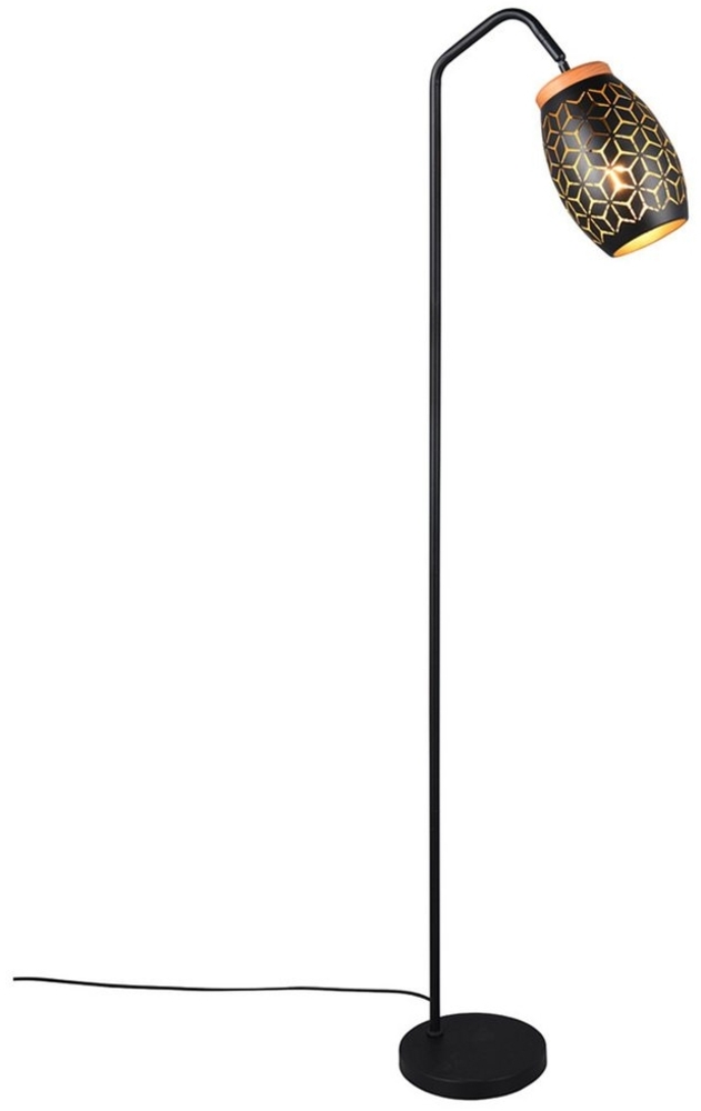 LED Stehleuchte in Schwarz/Gold mit ausgefallenem Stanzmuster, Höhe 147cm Bild 1