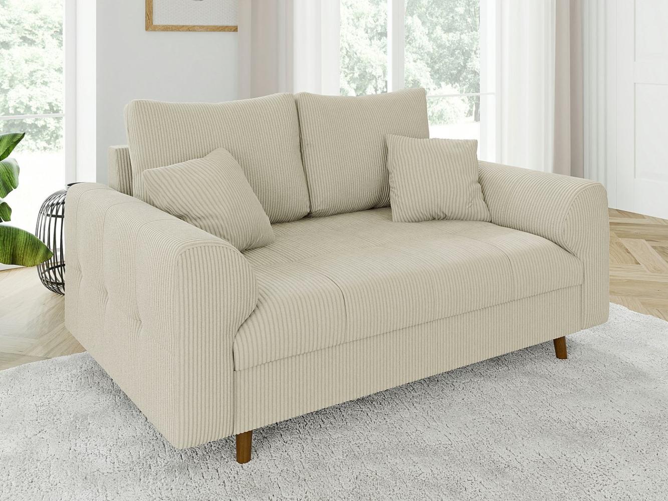 S-Style Möbel 2-Sitzer Sofa Zara mit Holzfüßen im skandinavischen Stil aus Cord-Stoff, mit Wellenfederung Bild 1