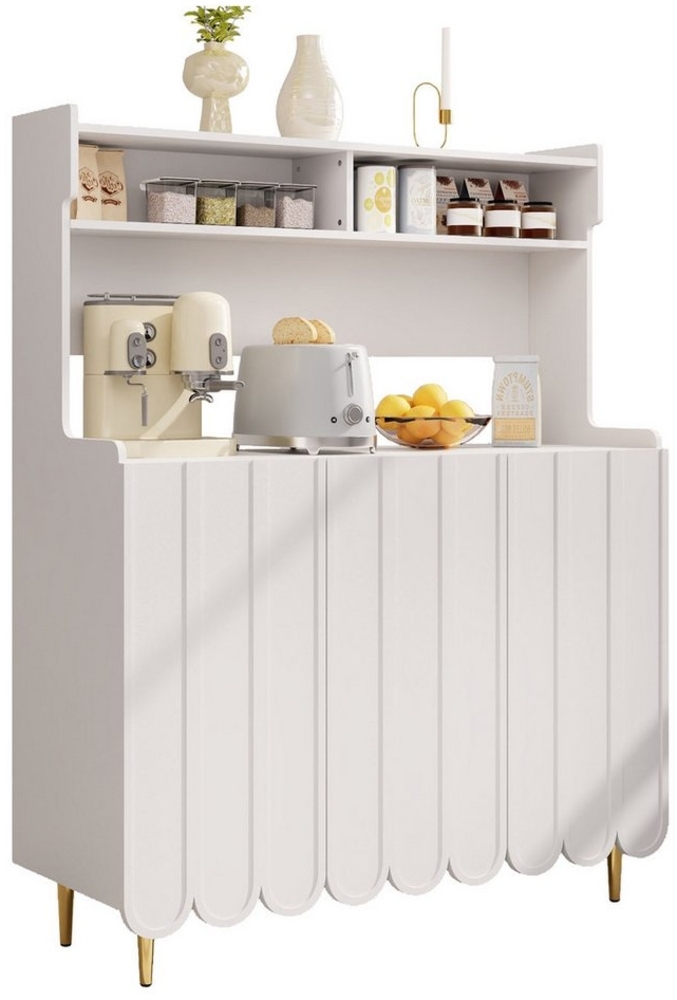Yorbay Küchenbuffet Küchenbuffet mit offenem Ablageregal-Design, 3 Türen, 120x40x151cm Sideboard Aufbewahrungsschrank mit 4 Füßen für Küche, Esszimmer Bild 1