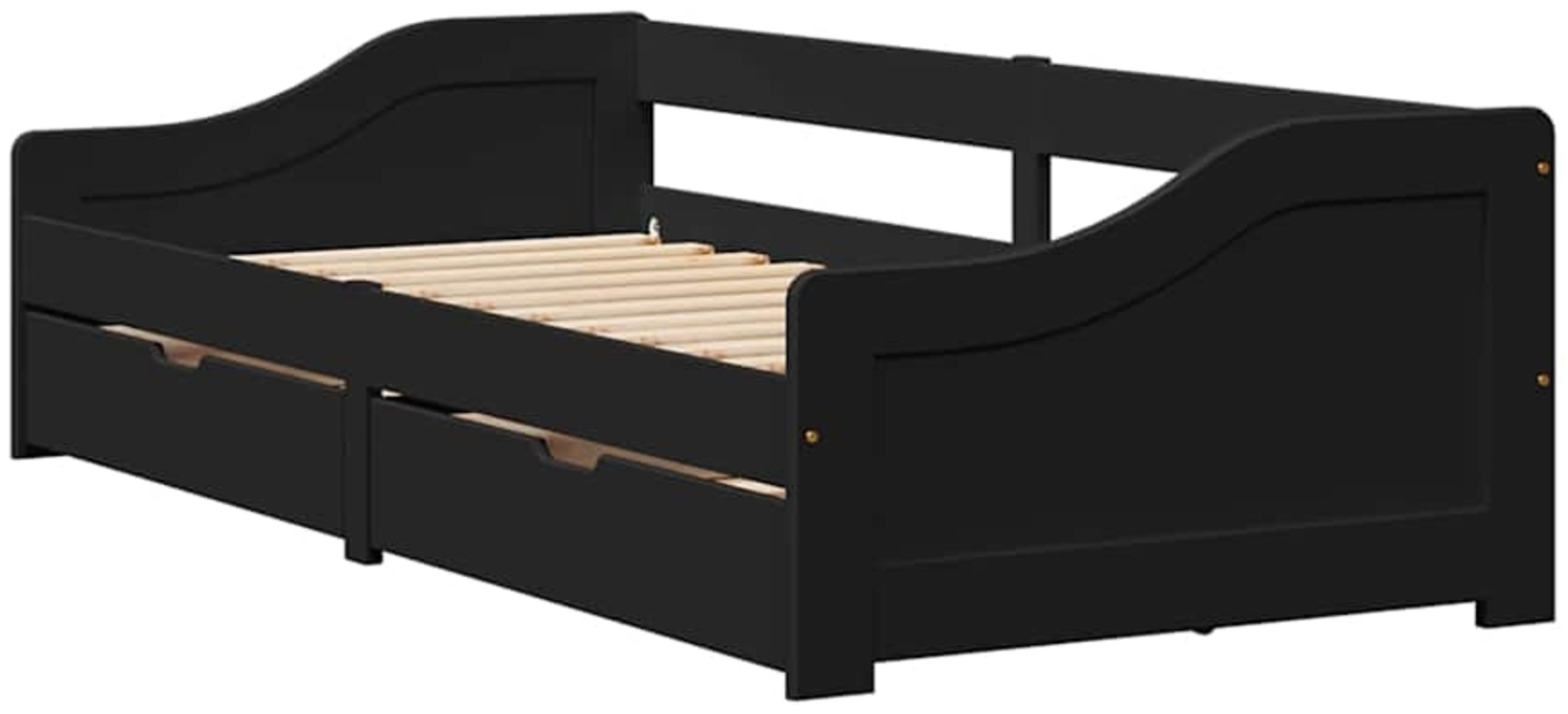 vidaXL Tagesbett mit 2 Schubladen ohne Matratze IRUN Schwarz 90x200cm 3314680 Bild 1