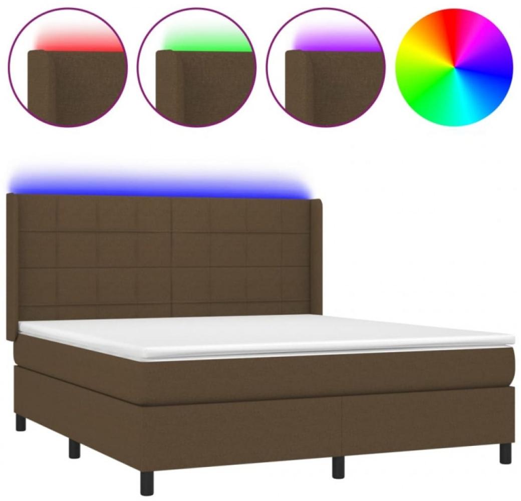vidaXL Boxspringbett mit Matratze & LED Dunkelbraun 160x200 cm Stoff, Härtegrad: H2 [3138328] Bild 1