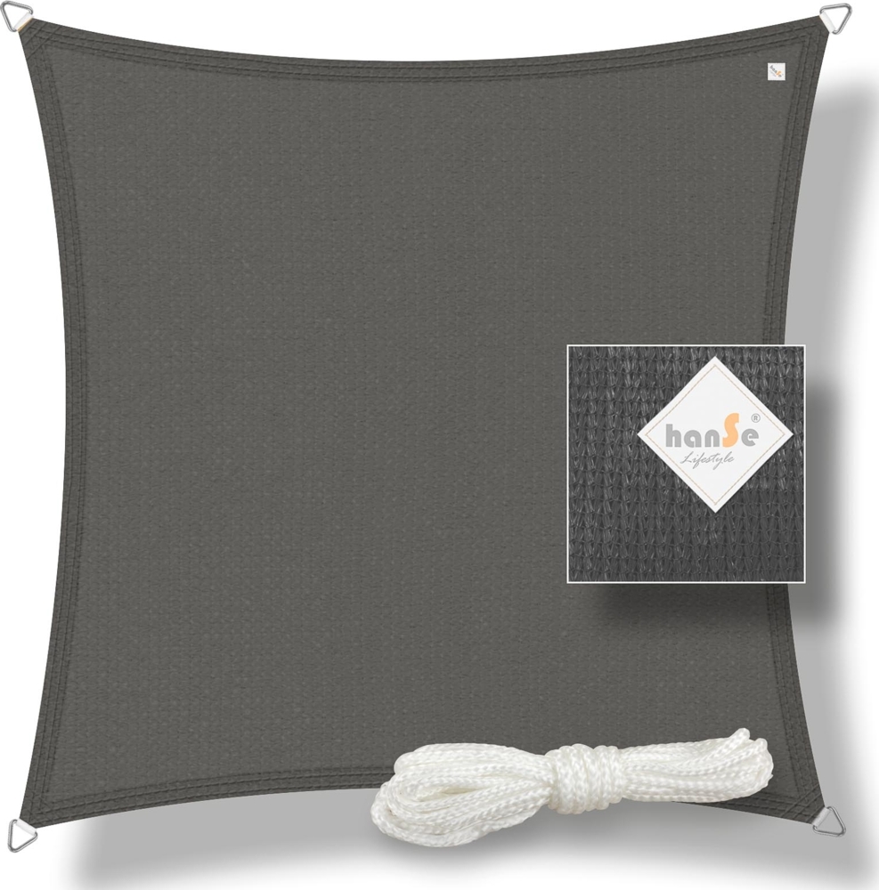hanSe Marken Sonnensegel Sonnenschutz Schattensegel HDPE Quadrat 2x2m Graphit Bild 1
