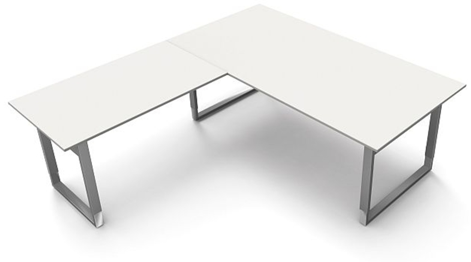 Kerkmann Schreibtisch Besprechungstisch 4068 Form 5 200x100x68-82 cm Bügel-Gestell höhenverstellbar mit Anbautisch Weiß Bild 1