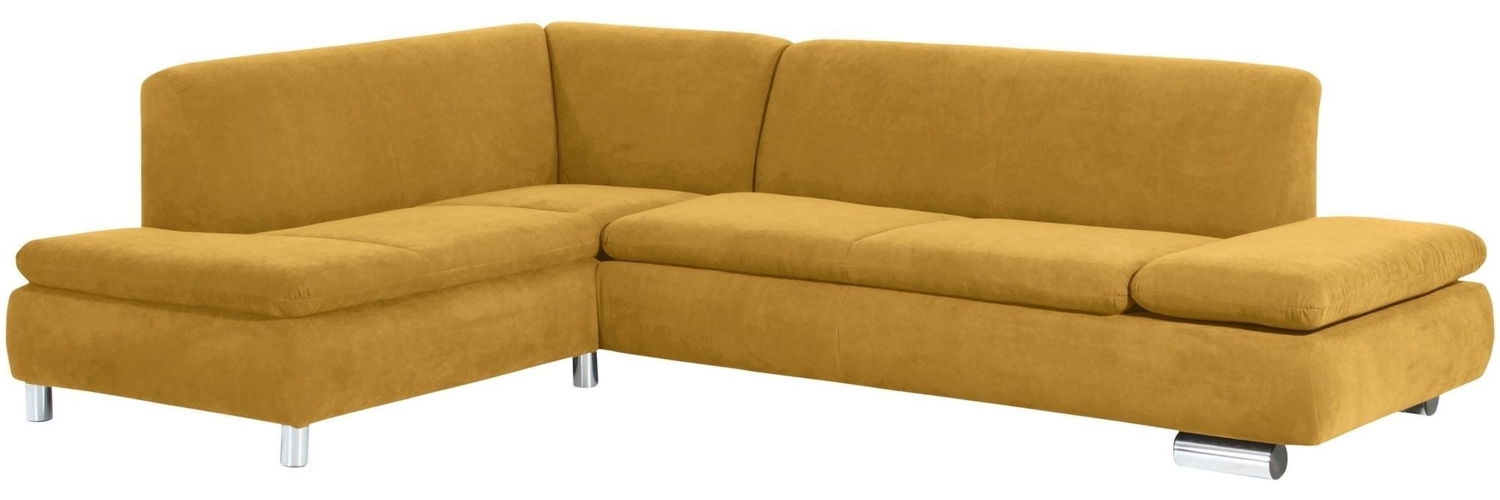 Ecksofa mit Ottomane links Kaye Bezug Veloursstoff Metallfuß verchromt / mais 23113 Bild 1