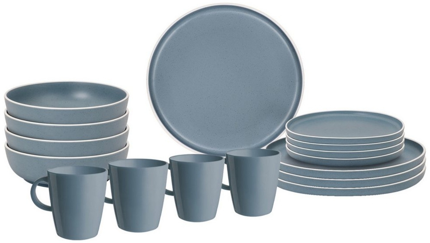 BRUNNER Geschirr-Set Melamin Geschirr Set Lunch Box Dolomit, Melamin, Resylin, Stone Touch Camping Teller 16tlg Bild 1