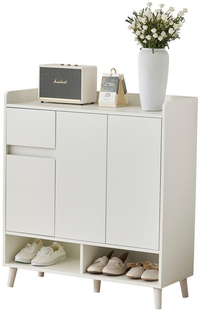 KLAM HOME Schuhschrank Schuhregal Kommode Sideboard mit verstellbaren Einlegeböden 99*35*90cm (für Single-Wohn- und Familiennutzung) mit Massivholzbeinen 1 Schublade Bietet Platz für 12 Paar Schuhe Bild 1