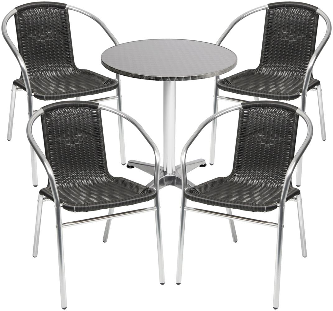 Bistrogarnitur 5-teilig Aluminium - Rattan / Schwarz Bild 1