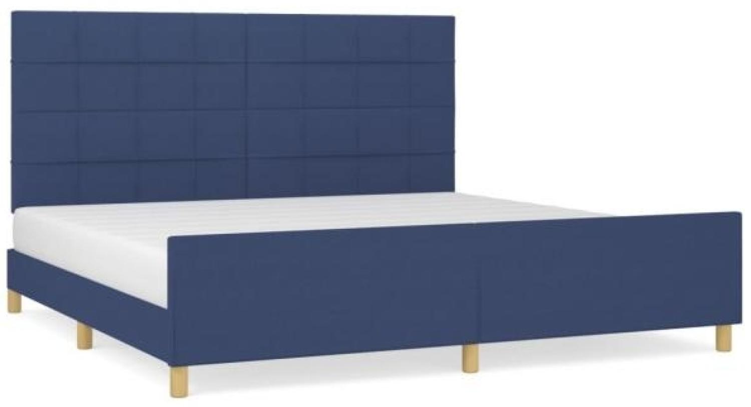 Bettgestell mit Kopfteil Blau 200x200 cm Stoff [3125087] Bild 1