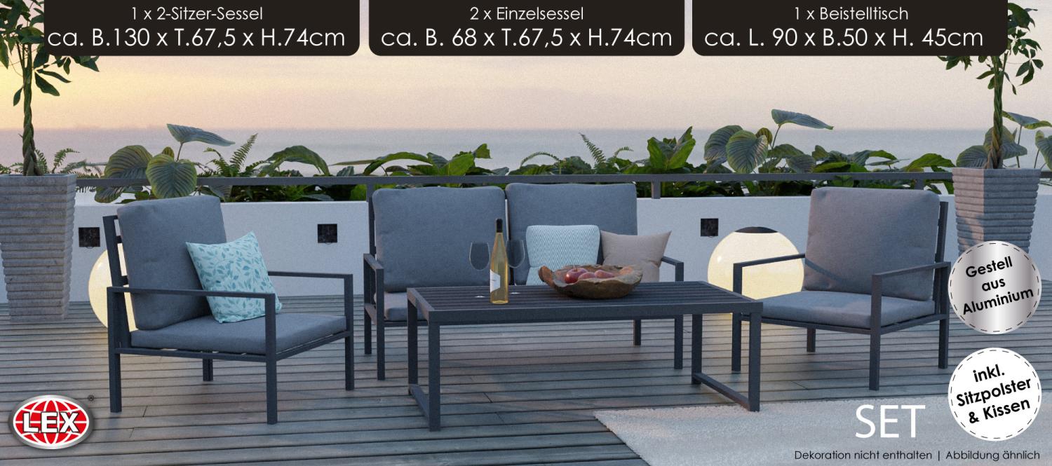 Aluminium Gartenlounge Set Sitzgruppe Sitzlounge Balkon Terrasse Möbel 4-teilig Bild 1