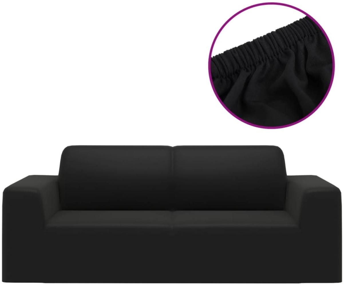 vidaXL Stretch Sofahusse 2-Sitzer Schwarz Polyester-Jersey 332933 Bild 1
