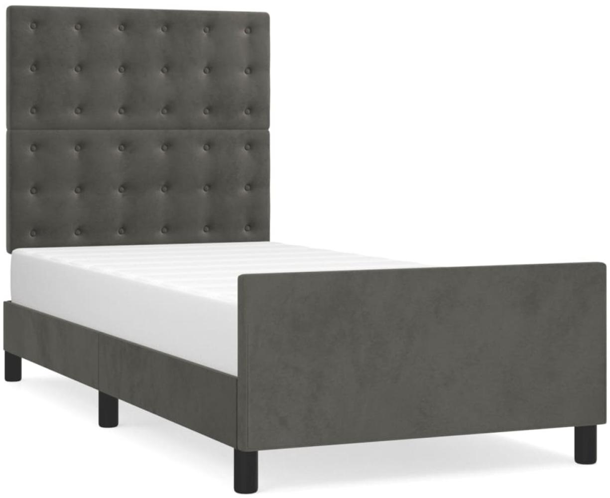 vidaXL Bettgestell mit Kopfteil Samt Dunkelgrau 80x200 cm Bild 1