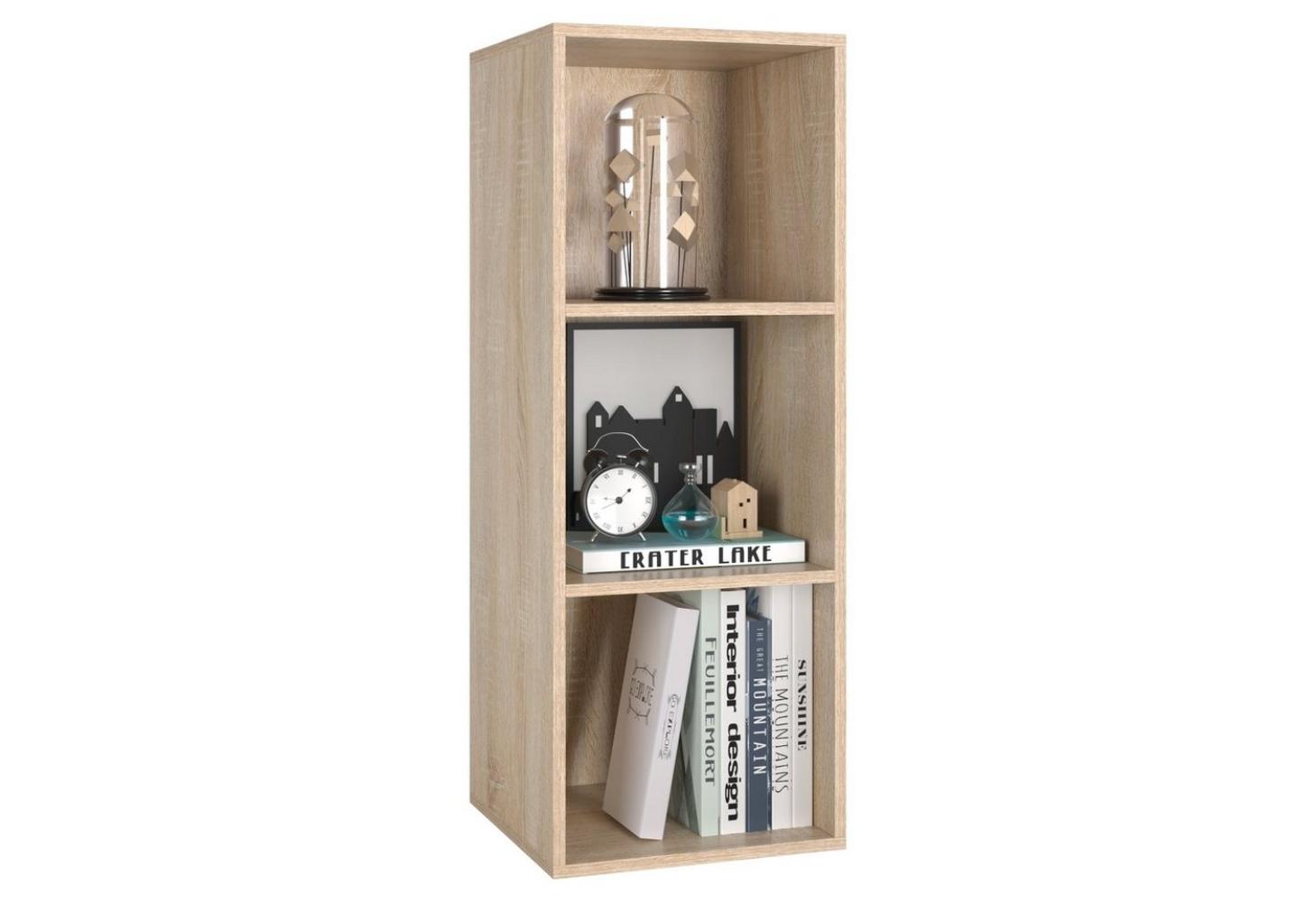 Homfa Bücherregal, Standregal mit 3 Fächern, Würfelregal, Regal eiche, 30x30x80cm Bild 1