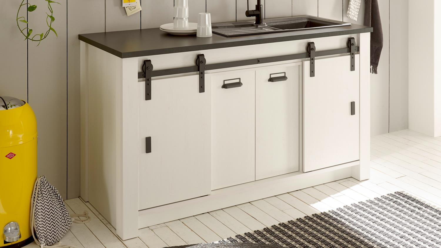 Spültisch SHERWOOD Küchenschrank Pinie weiß 161cm Bild 1