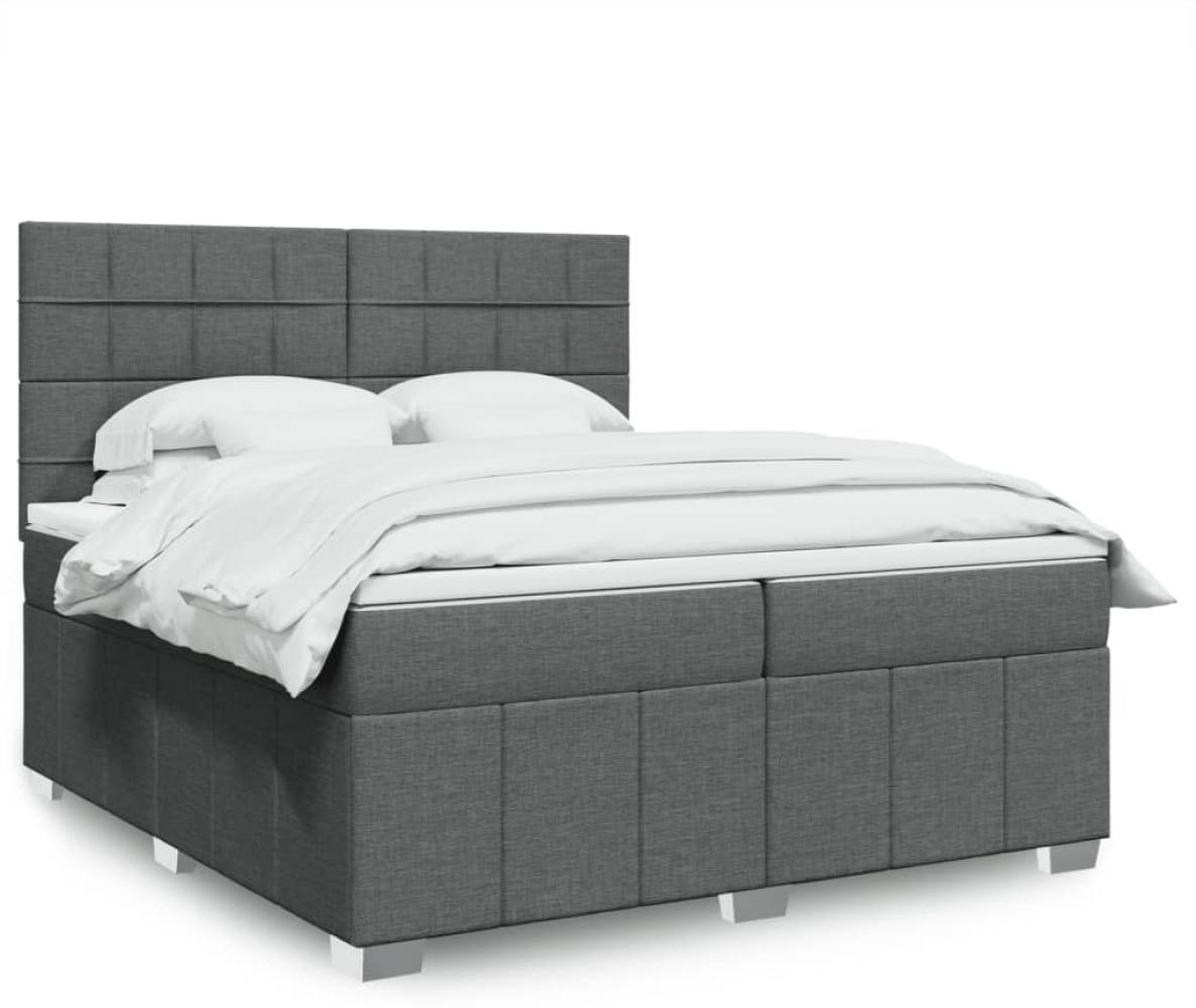 vidaXL Boxspringbett mit Matratze Dunkelgrau 200x200 cm Stoff 3294076 Bild 1