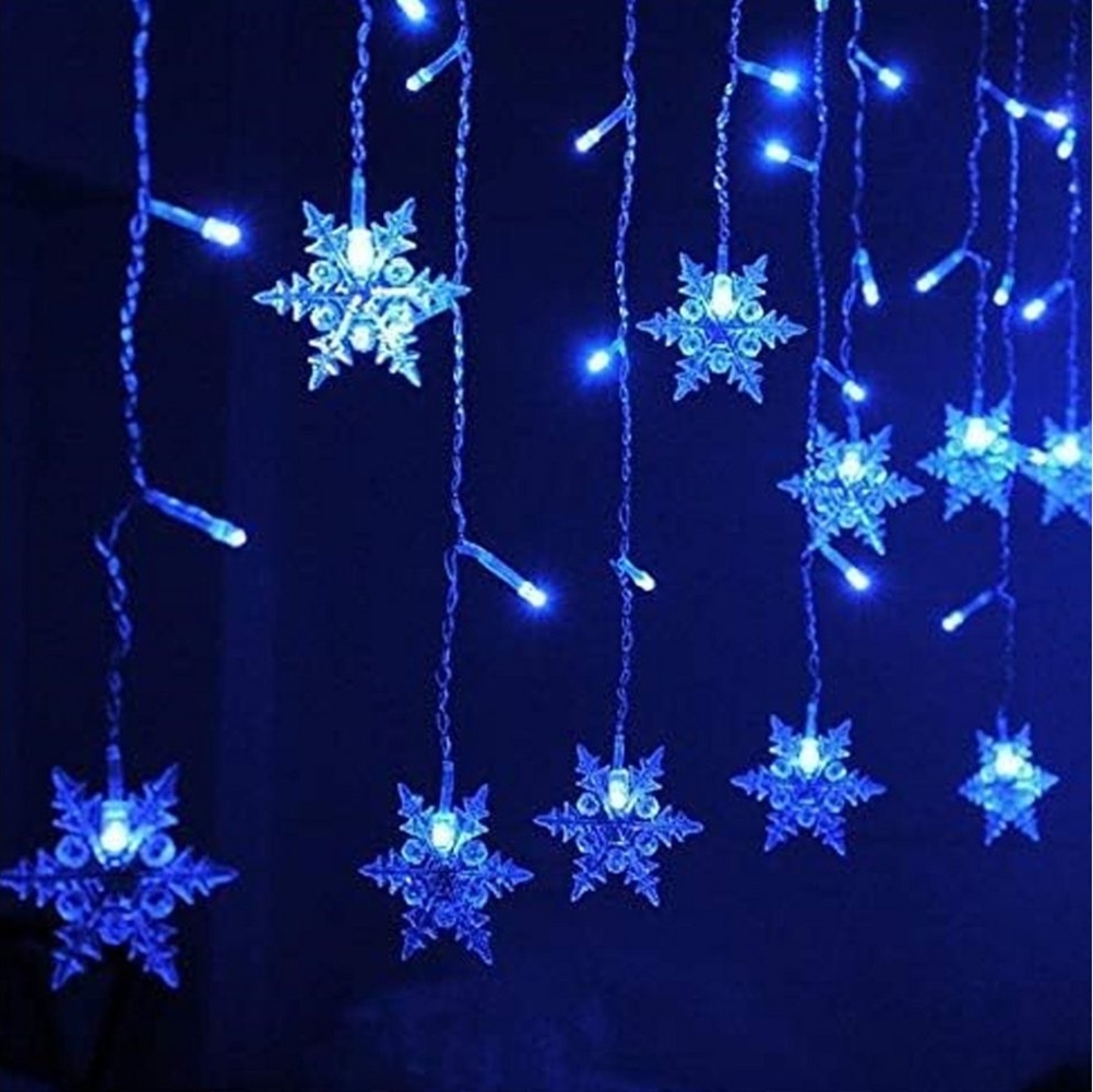 Rosnek Lichtervorhang Schneeflocke LED-Lichterkette, für Hochzeit Weihnachten Party, 31V, Timer, mit 8 Modi & Speicherfunktion Bild 1