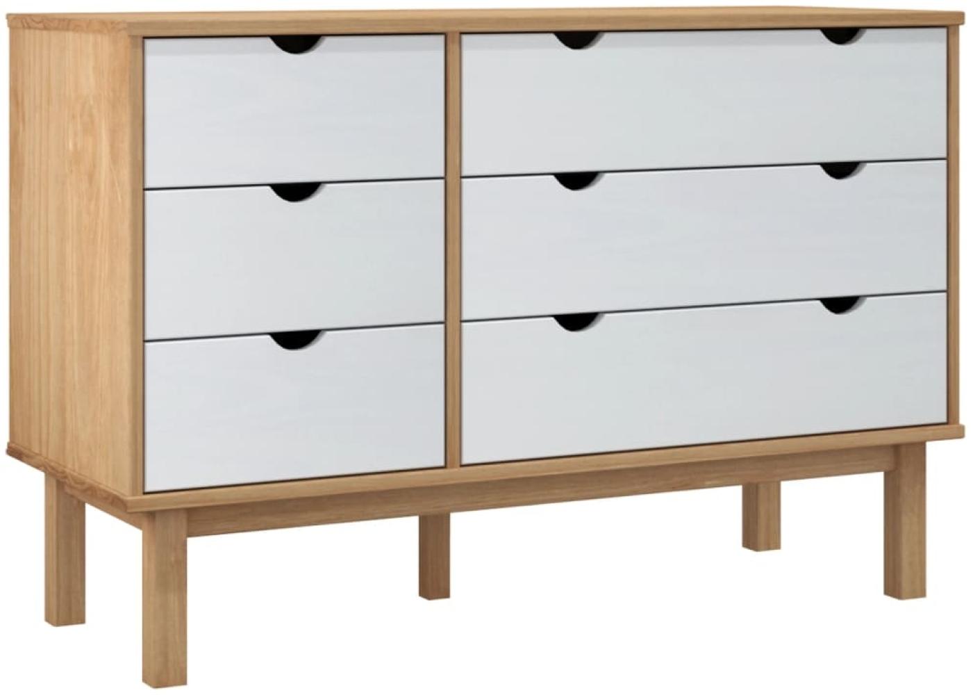 vidaXL Schubladenschrank OTTA Braun & Weiß 111x43x73,5 cm Massivholz 348587 Bild 1