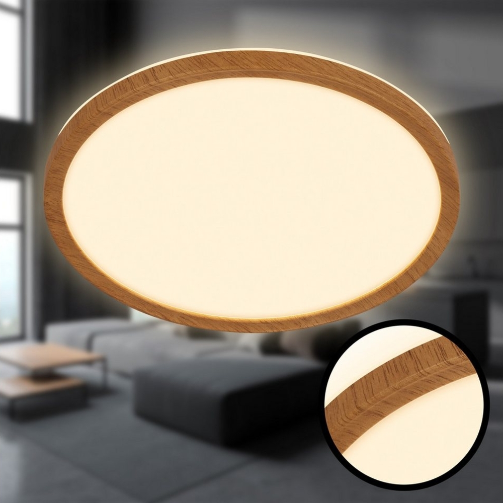 BRILONER - LED Deckenlampe mit indirektem Licht, flach, warmweißes Licht, Lampe, Deckenleuchte, Wohnzimmerlampe, LED Panel, Küchenlampe, Schlafzimmerlampe, 29x3 cm, Holzrahmen Bild 1