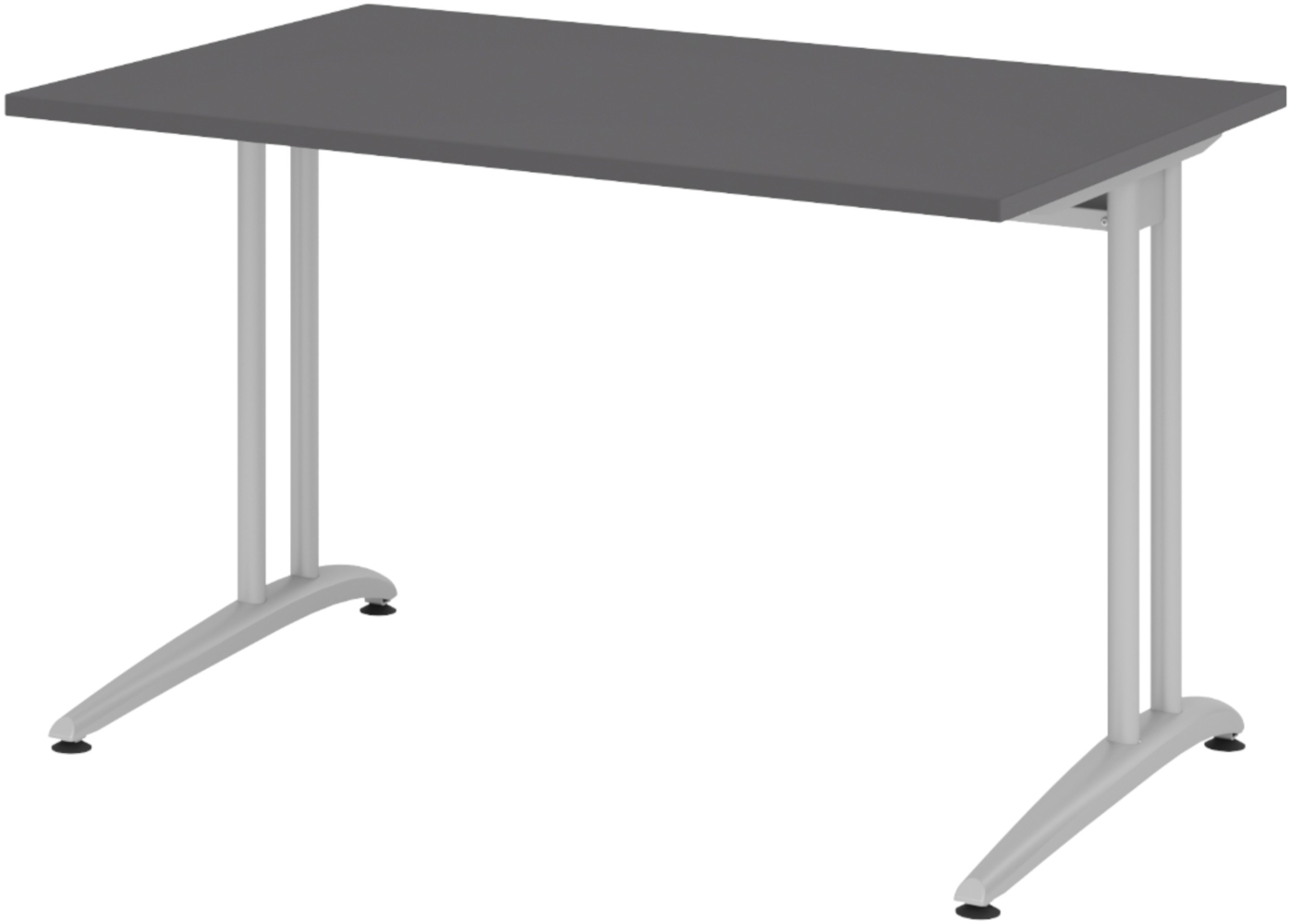bümö Schreibtisch klein Serie 120x80 cm, Tischplatte aus Holz in graphit, Gestell aus Metall in Silber - PC Tisch, kleiner Computertisch für's Büro, Office Bürotisch, BS-12-G Bild 1