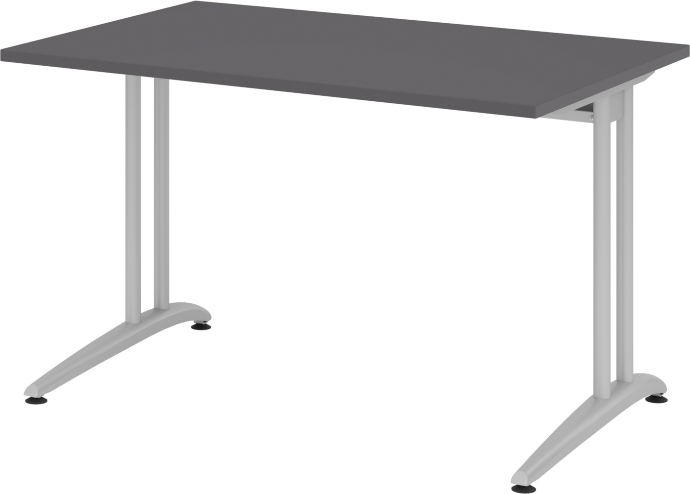 bümö Schreibtisch klein Serie 120x80 cm, Tischplatte aus Holz in graphit, Gestell aus Metall in Silber - PC Tisch, kleiner Computertisch für's Büro, Office Bürotisch, BS-12-G Bild 1