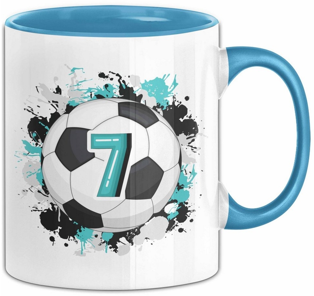 Trendation Tasse 7. Geburtstag Geschenk Tasse Becher Jungs Fußball Geburtstagsgeschenk Bild 1