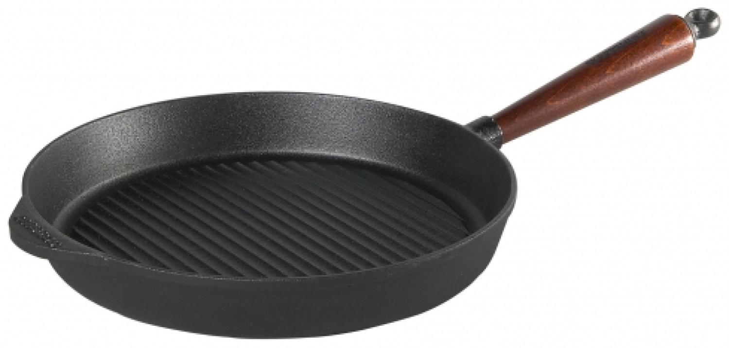 Grillpfanne 28 cm aus Gusseisen 0028T, hoher Rand / Griff Buche von SKEPPSHULT Bild 1