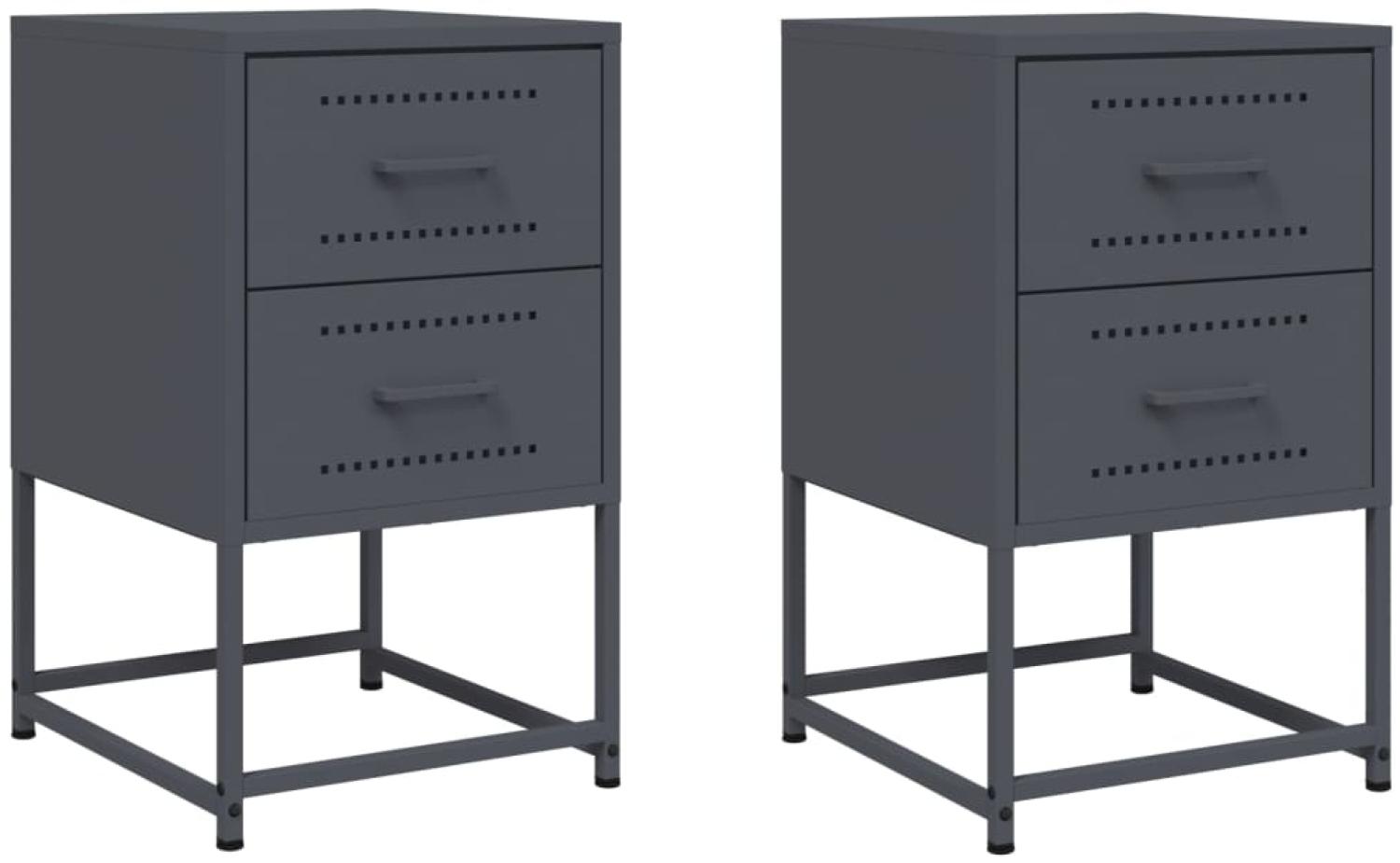vidaXL Nachttische 2 Stk. Anthrazit 36x39x60,5 cm Stahl 846463 Bild 1