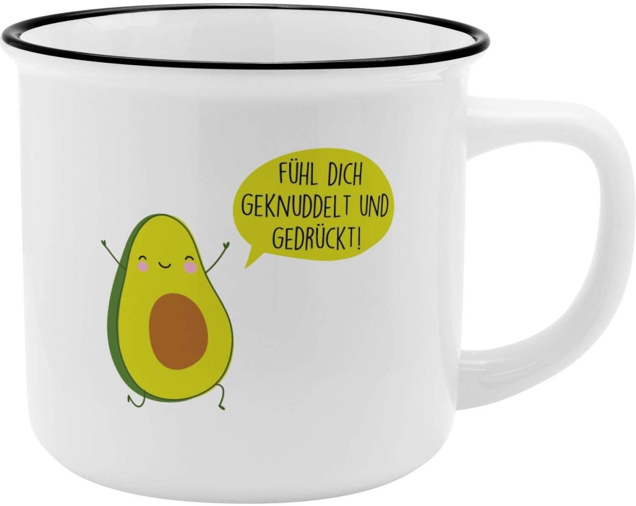 GRUSS & CO Becher Motiv "Avocado" | New Bone China Porzellan, Emaille-Optik, 35 cl | Geschenk, Sprüchetasse | 46977 Bild 1