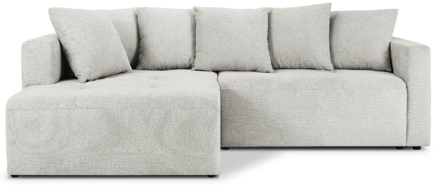 Micadoni Ecksofa mit Bettfunktion und Box Elie 4-Sitzer Links Strukturierter Stoff Silber Bild 1