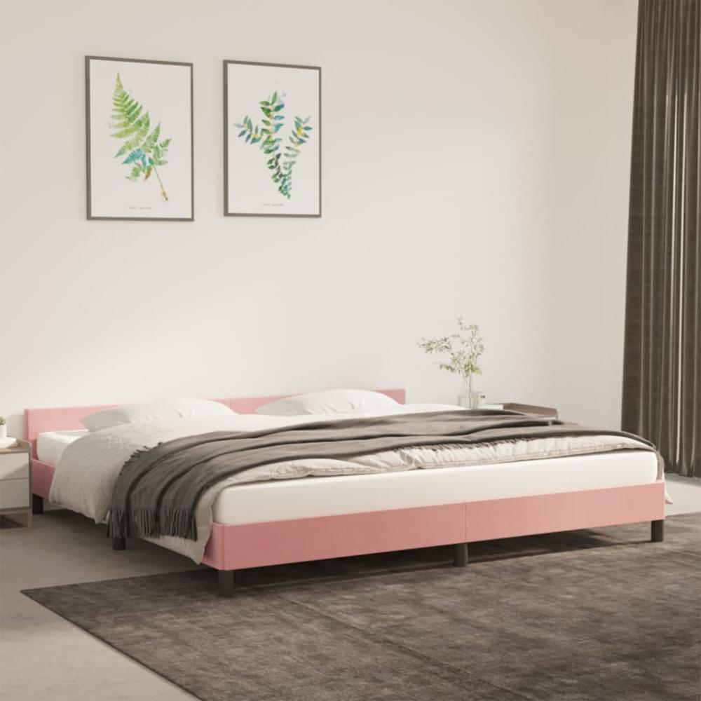 vidaXL Bettgestell mit Kopfteil ohne Matratze Rosa 200x200 cm Samt 347596 Bild 1