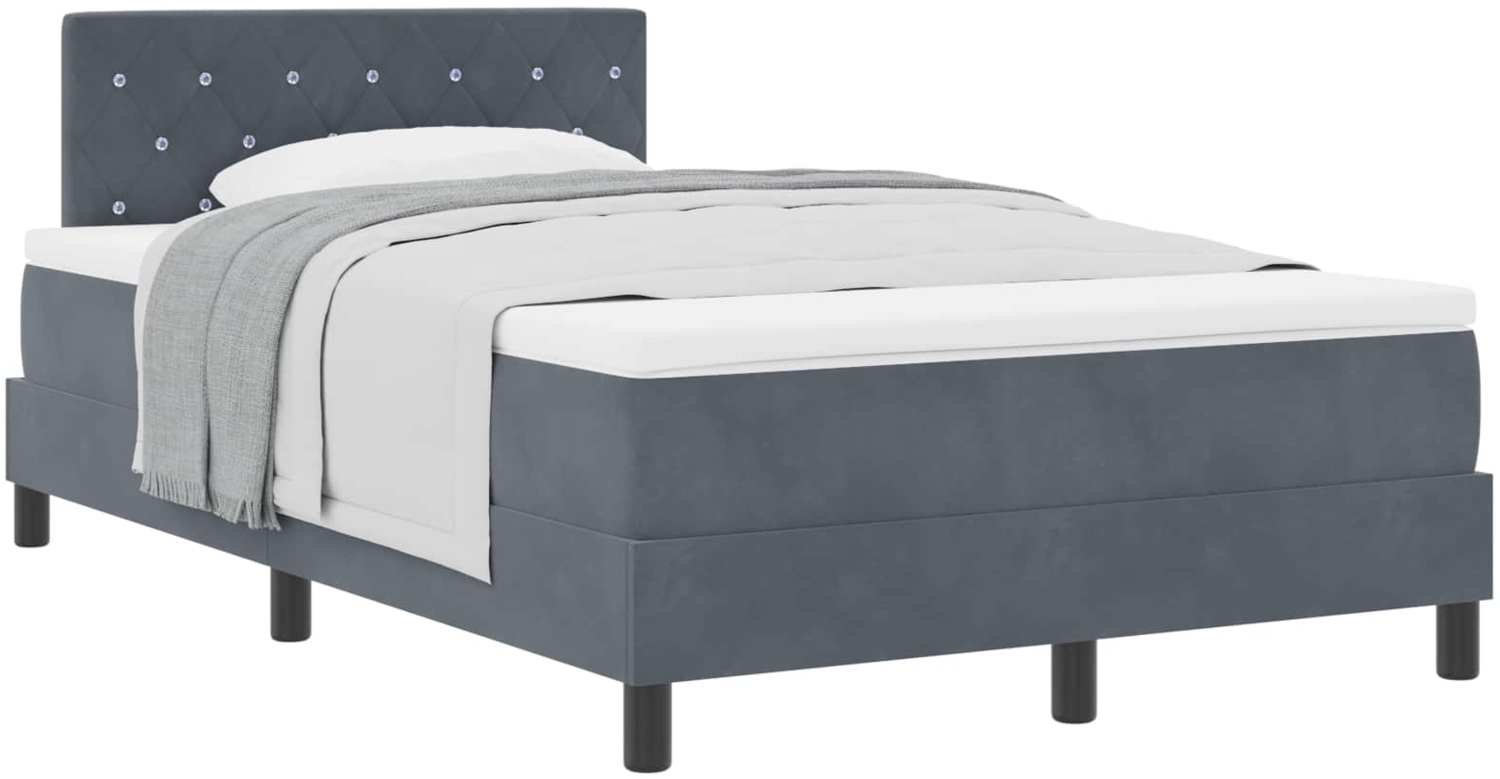 vidaXL Boxspringbett mit Matratze Dunkelgrau 120 x 200 cm Samt 3339099 Bild 1