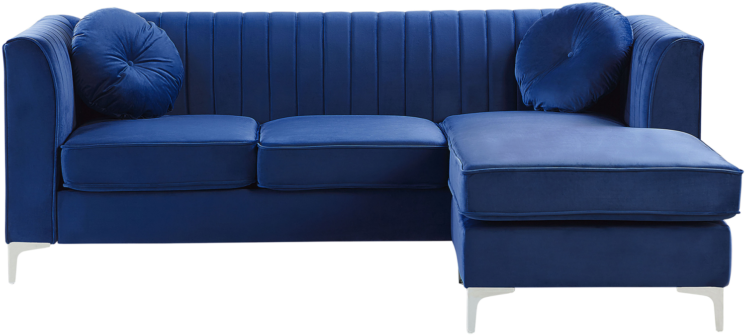 Ecksofa Samtstoff linksseitig blau TIMRA Bild 1