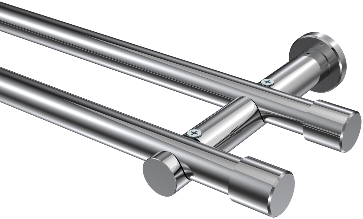 Gardinenstangen-Set Platon Santo 160 cm, 2-läufig (ohne Ringe), 20 mm Ø Chrom Bild 1