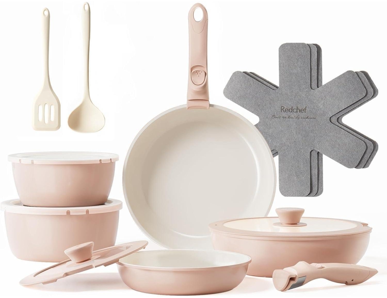 Redchef antihaft Keramik Kochgeschirrset 16tlg. abnehmbare Griffe, Pfanne Bild 1