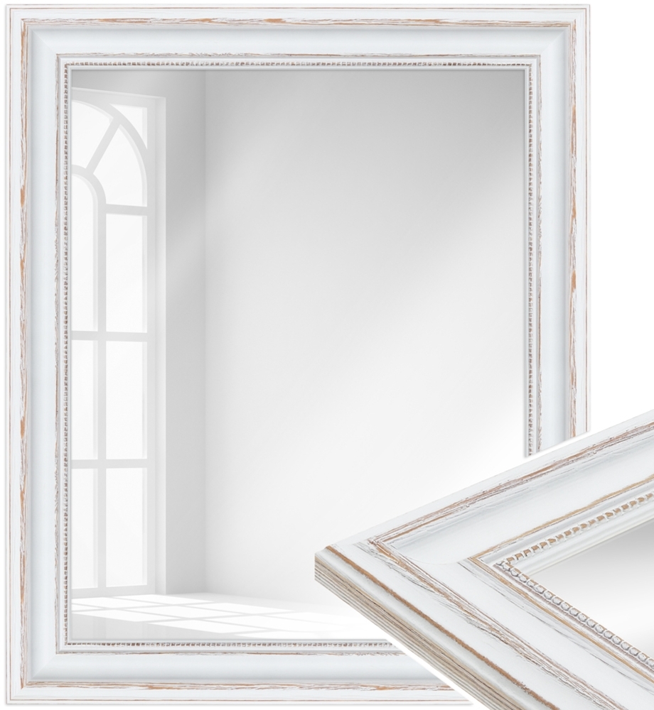 WANDStyle Wandspiegel H550 aus Massivholz in Weiß 40 x 100 cm im Stil Antik Bild 1