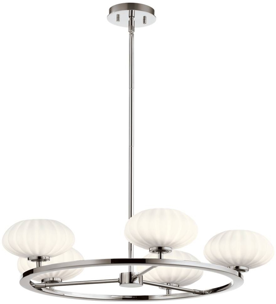 Elstead Lighting QN-PIM5-PC QUINTIESSE Kronleuchter Pim G9 3W LED IP44 3000K Stahl, Chrom poliert; Opalglas Satin satiniert H:13. 9cm Ø71. 1cm dimmbar höhenverstellbar Bild 1