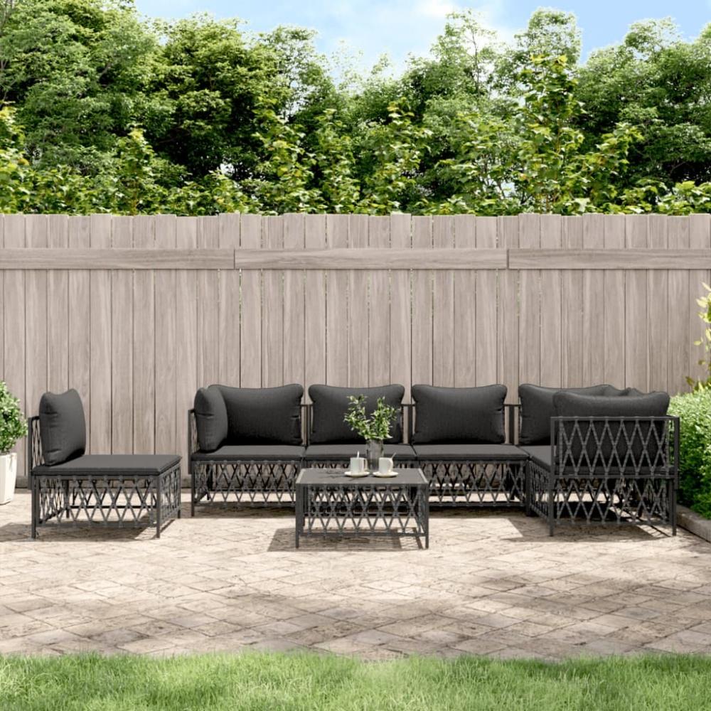 vidaXL 7-tlg. Garten-Lounge-Set mit Kissen Anthrazit Stahl 3186889 Bild 1