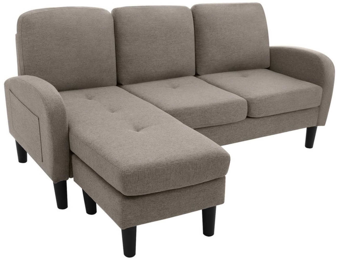 HAUSS SPOLE Ecksofa L-förmiges 3-Sitzer Sofa, Modulares Design, Ideal für Wohnzimmer Grau, Polstersofa, Sofa, L-förmiges Ecksofa mit Chaiselongue Bild 1