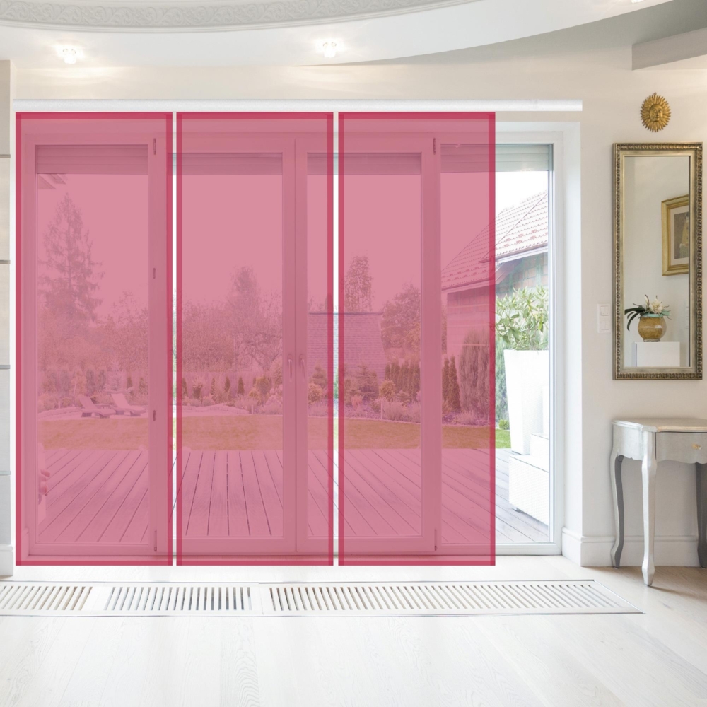 Bestlivings Flächenvorhang Elena 3er Pack (B x H) 60 x 260 cm Himbeere, transparenter einfarbiger Schiebevorhang, in vielen Farben Bild 1